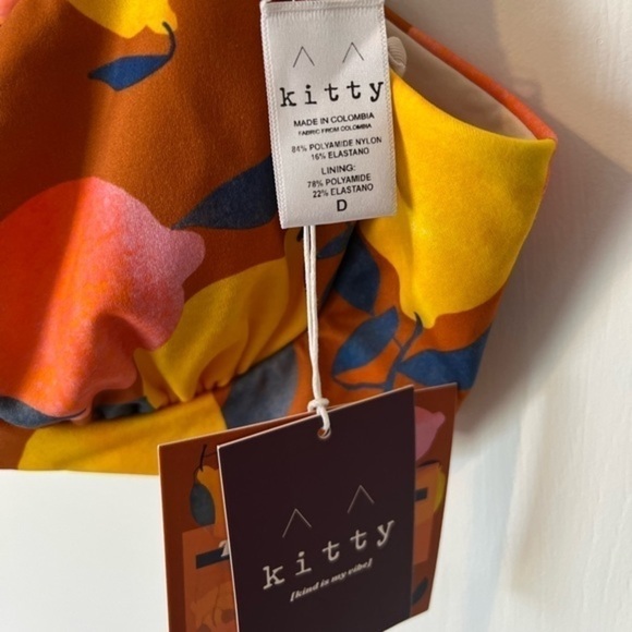 NWT Kitty & Vibe Size D Orange Pink and Yellow Underwire Lemon Swim Bikini Top - Picture 8 of 14